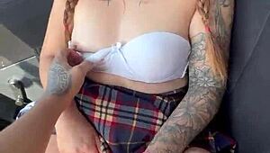 taxista catches cute latina flashing in taxi with no fare for ride home