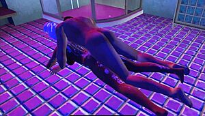 She was DRAGGED from the SHOWER and TAKEN on the BATHROOM FLOOR in cartoon style.