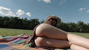 Man, I’m just chillin’ at this picnic in the park, flashin’ my naked butt, boobs, and pussy in public, ya know?