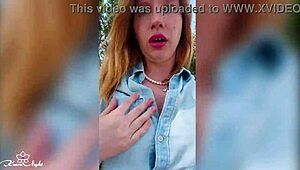 Depraved Blonde Publicly Shows Her Big Tits