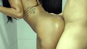 fucking the latina prostitute in the bath while she moans