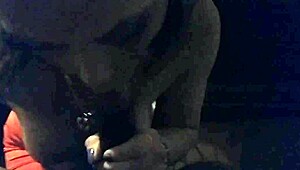 Homemade fat redhead blows petite teen's big black cock.