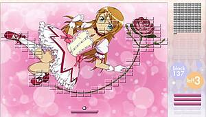 kousaka kirino strips during arkanoid gameplay in this anime hentai