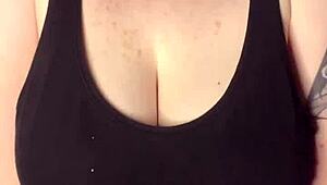 Slapping my huge tits on the desk like this