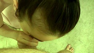 hot brunette with small tits sucking dick like a pro!