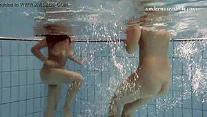 Iva Brizgina And Paulinka Dive Into Steamy Softcore Lesbian Action By Pool