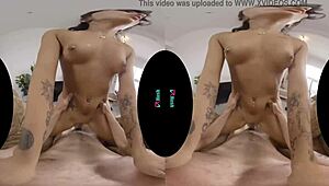 vrhush morgan lee rides and bends over in doggystyle, missionary, and pov with her small tits