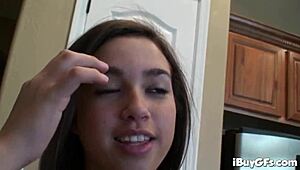 teen slut sucks balls and chews gum in shower