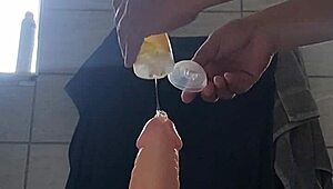 huge anal dildo stretches him wide as he experiments with bisexual toy play