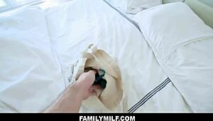 Big ass stepmom Britney Amber contrasts pool relaxation with taboo POV fuck from stepson.