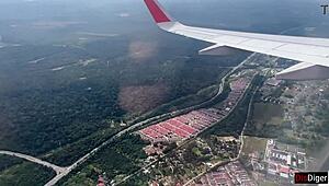 wow, risky public blowjob on a plane - nearly got caught!