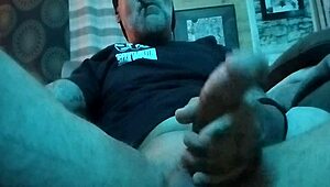 jack hammer strokes his monster cock casually