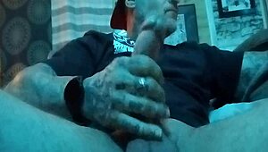 jack hammer strokes his monster cock casually