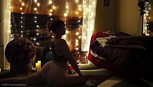 Learning stretching techniques in lesson 65 with mommy.