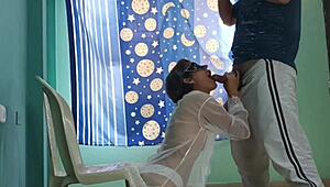 My stepbrother comes home, and I'm feeling so excited that I end up spending time with him and enjoying his company.