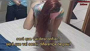 blindfolded wife pegadinha with friend sneaking in for ass worship fun