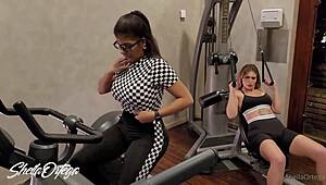 hot lesbians ignite in the gym, sneaking to the bathroom for a wild fuck! 🔥