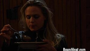 Huntress Feeds Slave And Checks New Girl