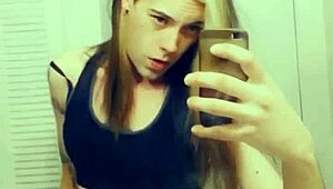 Hot Tranny Touching Her Clitty, Can’t Resist That Satin Feel!