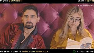 Blonde plays pool in a very sexy way at ggmansion