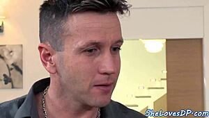 European Beauty Undergoes Double Penetration. She Receives A Facial.