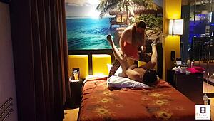 Peruvian amateur couple gets wild in red corset outfit