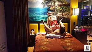 Peruvian amateur couple gets wild in red corset outfit