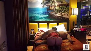 Peruvian amateur couple gets wild in red corset outfit