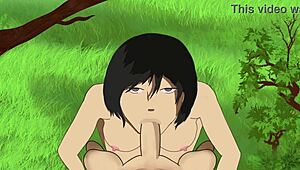 Mikasa Enjoys Lovely Weather While Giving Blowjob And Getting Cumshots On Face Aot