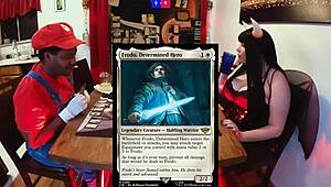 jane plays magic in cosplay costume on desk 😊