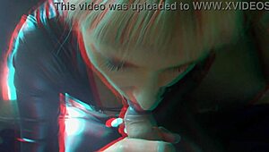 Bettie in a catsuit teases and plays with the cameraman in this free 3D version video.