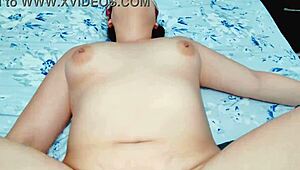 Can you handle the moans of this young Mexican Latina MILF's big ass while she records her breasts?