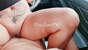 Pinay-Skandal, hart vom Kumpel im Auto gefickt