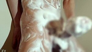 Japanese Boy in Bath Shows Full Nude Shaved Masturbation and Explosive Finish in Solo Scene