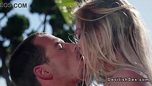 Married blonde got NAILED by yoga teacher outdoors