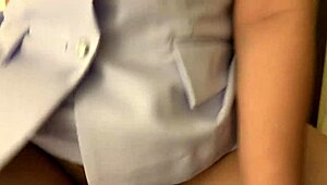 Chubby Thai nurse moans loud during intense pussy pounding. Cumshot explodes everywhere.