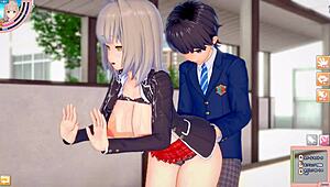 Check out busty JK Azu getting her tits rubbed in 3D anime! 😍