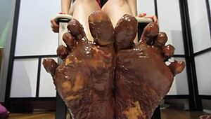 my feet covered in chocolate cream 😋