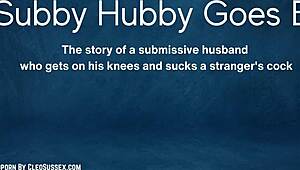 Submissive Husband Sucks Big Cock In Group Scene