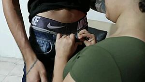 Boss scolds employee for missing documents, she calms him by getting close until they connect in office