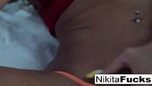 Hey, check out hot milf Nikita in fishnets doing a solo session.