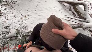 Can asian luna suck bwc in snowy park without getting caught?