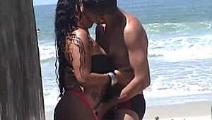 Naughty guy groped me on the public beach and made me suck his dick.