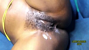 I can't resist cumming inside that thick, hairy ebony pussy during hot missionary action