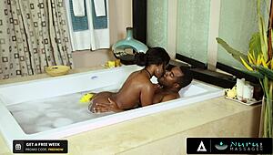 Nuru Massage by Hot Ebony Masseuse with Free Happy Endings