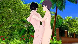 i'm bayonetta in this 3d hentai cartoon getting a quick blowjob then bent over for doggystyle creampie and cumshot