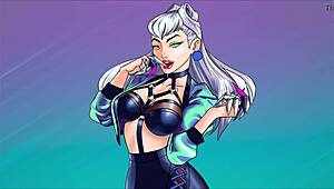 Evelynn from LoL dominates with extreme JOI in Spanish KDA style.