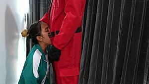 Squid Game parody features big ass Thai teen amateur losing and getting fucked