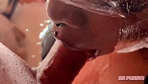 deepthroat skills with dripping saliva on submissive african body