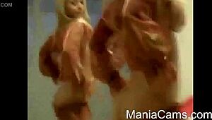 Watch these big-boobed blondes strip for you?